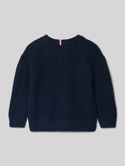 Tommy Hilfiger Kids Sweter z dzianiny kroju regular fit z mieszanki bawełny Granatowy 3