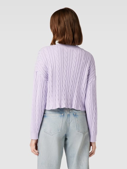 Tom Tailor Denim Sweter krótki z dzianiny ze ściegiem warkoczowym Lawendowy 5