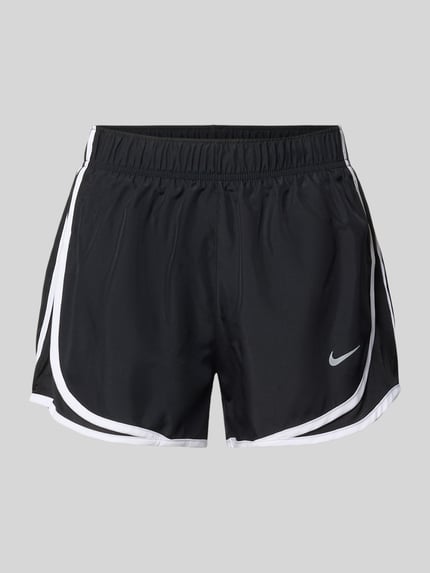 Produktfoto, Shorts mit Logo und elastischem Bund von NIKE TRAINING in Schwarz mit weißen Kontraststreifen, Regular-Fit, glatte Textur