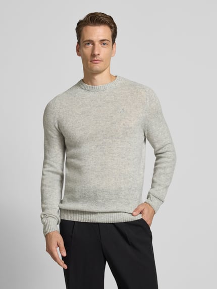 MCNEAL Regular Fit Strickpullover aus reiner Wolle Mittelgrau Melange 4