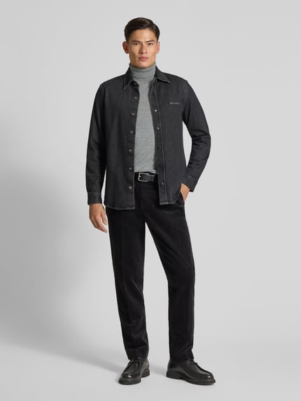 Selected Rollkragenpullover mit gerippten Abschlüssen Mittelgrau Melange 1