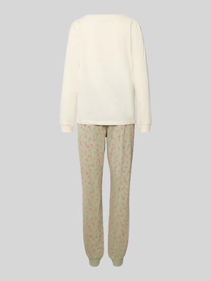 LASCANA Pyjama mit Statement-Print Hellgruen 3