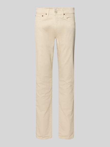 Produktfoto, Slim Fit Jeans met 5-pocketmodel van Polo Ralph Lauren, mix van katoen en elastaan, heren, beige, knoop- en ritssluiting.