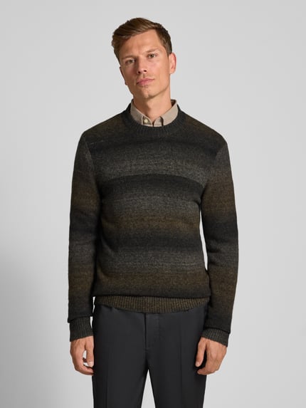 Christian Berg Men Sweter z dzianiny z okrągłym dekoltem Antracytowy 4