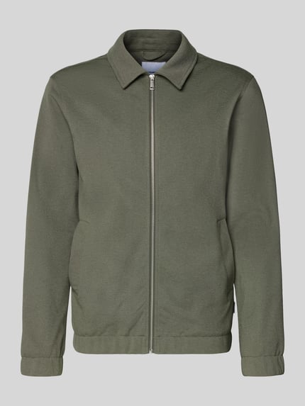 Produktfoto, Jacke mit Umlegekragen und Reißverschluss van Lindbergh in olijfgroen, regular fit, mix van materialen met viscose, eenvoudige structuur