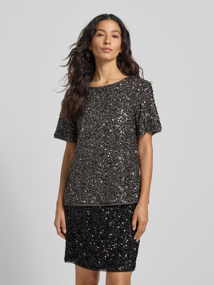 COMMA Blouseshirt met pailletten Antraciet - 4