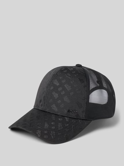 Produktfoto, Cap mit Strukturmuster Modell 'ZED' von BOSS für Herren, dunkle Farben, gebogene Form, Netz-Textur am Hinterkopf
