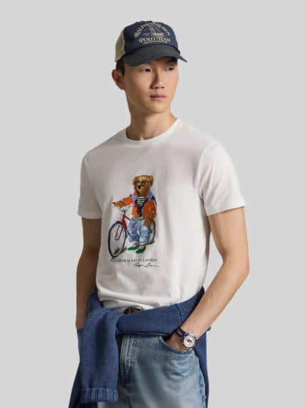Polo Ralph Lauren Slim Fit T-Shirt mit Polo Bear Print Weiss 4