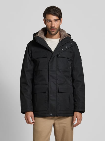 Tom Tailor Regular Fit Parka mit Webpelz-Kapuzenfutter Black 4