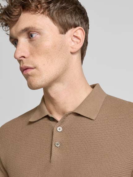 JACK & JONES Premium Regular fit poloshirt met structuurmotief, model 'COOPER' Taupe - 3