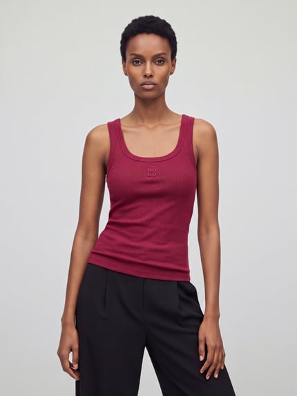 HUGO Slim Fit Tanktop aus Modal-Mix Dunkelrot 4