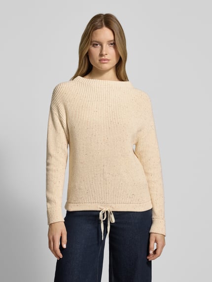 Jake*s Casual Gebreide pullover met extra brede schouders en tunnelkoord Ecru - 4