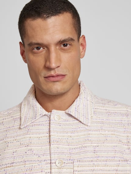 ISNURH Overhemdjack in bouclé-look Helder paars - 3
