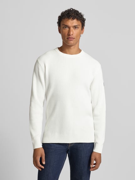 Tom Tailor regular fit gebreide pullover van katoenmix Offwhite gemêleerd - 4