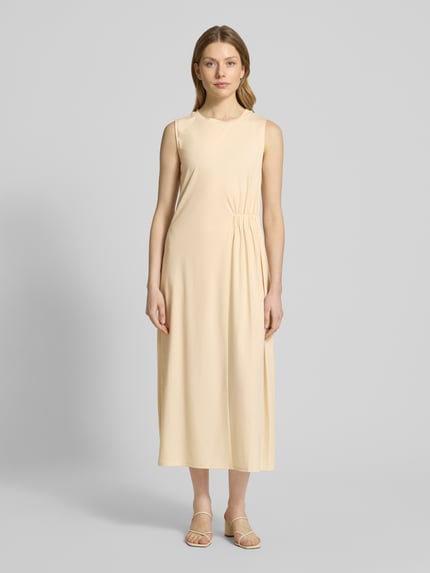 Weekend Max Mara Sukienka midi z bocznym marszczeniem model ‘TENEBRE’ Złamany biały 4