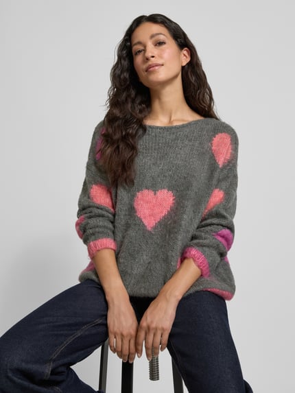miss goodlife Relaxed Fit Strickpullover aus Wolle-Alpaka-Mix Dunkelgrau 3
