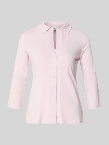 Produktfoto, Regular Fit Hemdbluse aus Viskose-Mix von Marc O'Polo, unifarben, 3/4-Arm, leichter Glanz, glatter Stoff, V-Ausschnitt, rosa