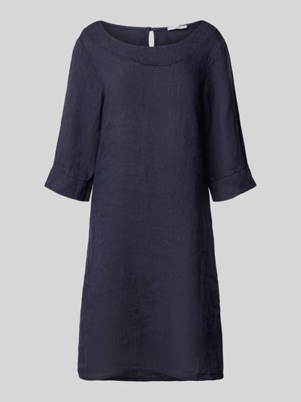 ZABAIONE Leinenkleid mit Rundhalsausschnitt Modell 'Le44tizia' Dunkelblau 2