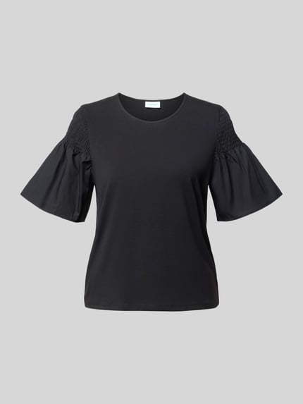 Regular Fit T-Shirt mit Smok-Detail Shop The Look MANNEQUINE