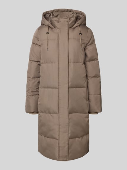 ONLY Comfort fit gewatteerde lange jas met fijne structuur, model 'IRENE' Taupe - 2
