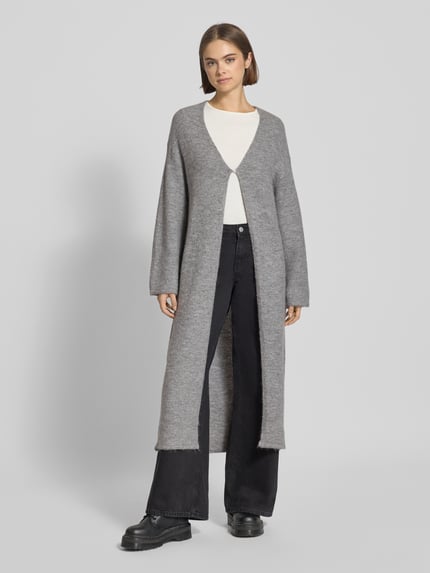Gina Tricot Kardigan o kroju relaxed fit z domieszką wełny z alpaki Średnioszary melanż 4