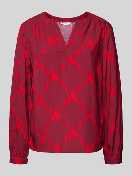 Street One Blouseshirt met V-hals Donkerrood - 2