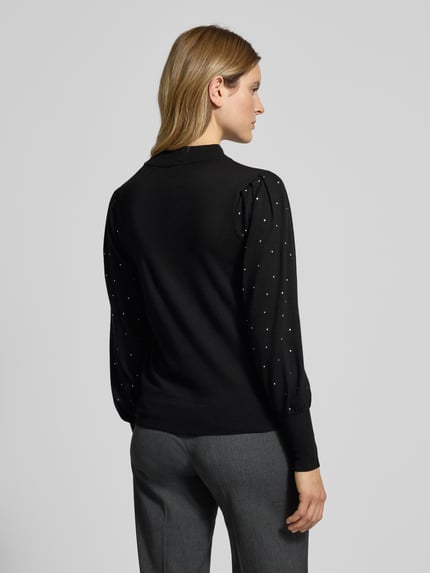 FREE/QUENT Strickpullover mit Ziersteinbesatz Modell 'DOTKA' Black 5