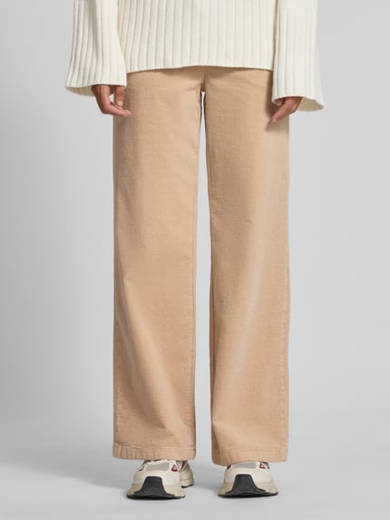 Lanius Wide Leg Cordhose mit Knopf- und Reißverschluss Modell 'MARLENE' Beige 4