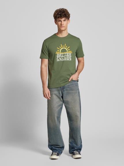 Champion T-shirt z detalami z logo Oliwkowy 1