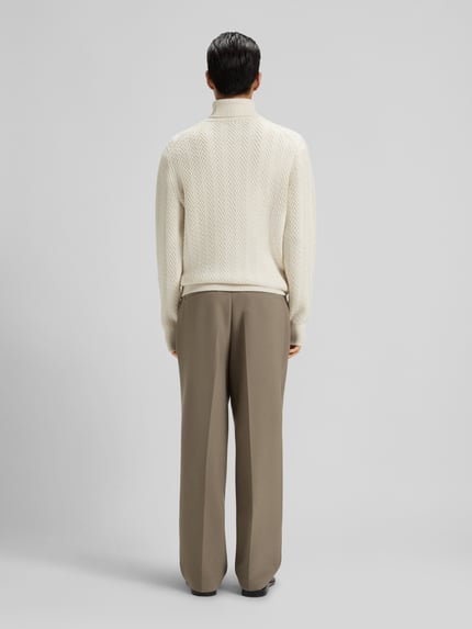BOSS Regular Fit Rollkragenpullover aus reiner Schurwolle Modell 'HATILO' Offwhite 5