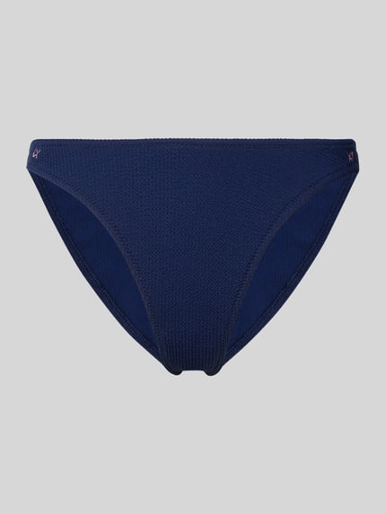 Productfoto, Bikini-Slip met labeldetail model 'NAIDA' van Banana Moon, donkerblauw, nauwsluitende snit, materiaal mix met stretch, dames.