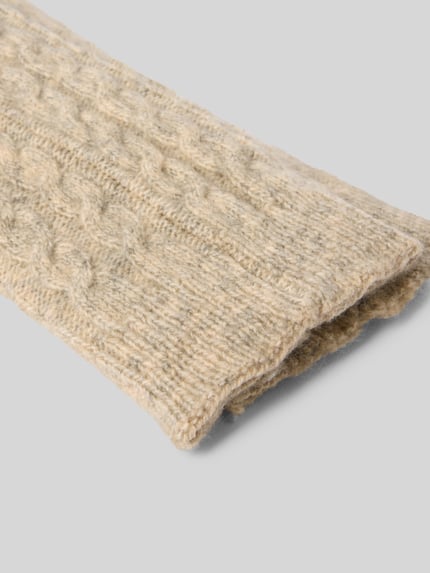 Productfoto, Socken mit Zopfmuster van camano in beige met kabelpatroon, zacht, warm design voor dames, noorse look, ribboordjes, elastaan