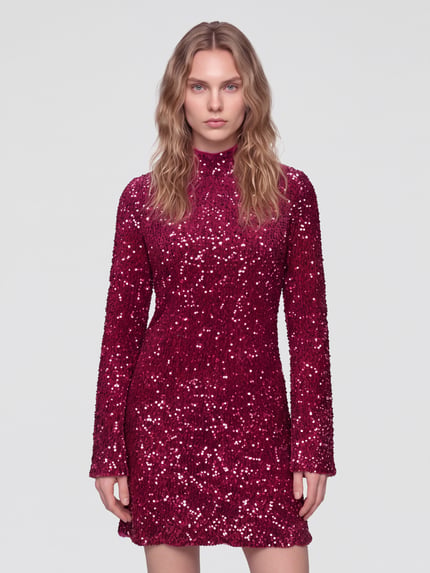 Jake*s Casual Paillettenkleid mit ausgestellten Ärmeln Violett 4