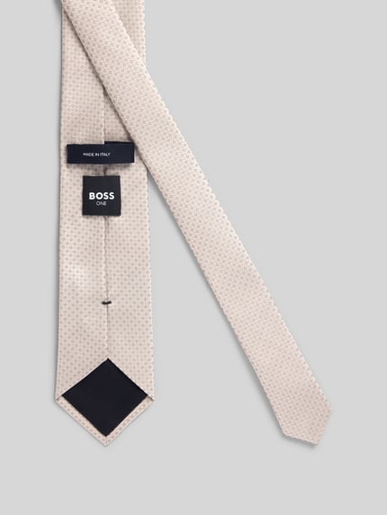 BOSS Stropdas van pure zijde met all-over motief model 'ONE' Zand - 2
