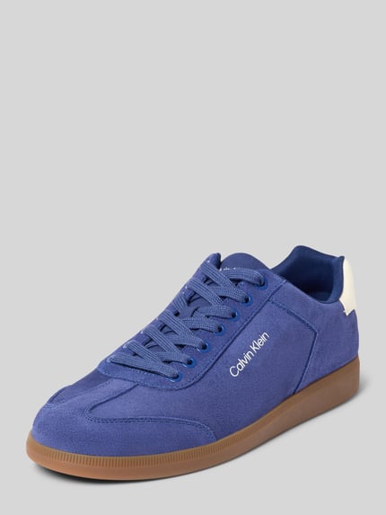 CK Calvin Klein Sneakersy skórzane z napisem z logo Królewski niebieski 1