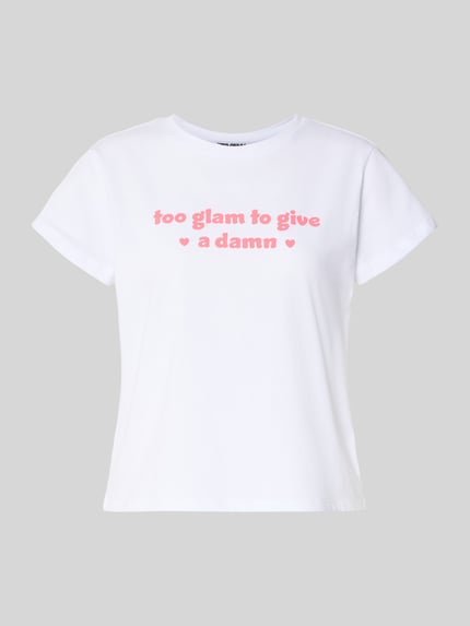 REVIEW T-Shirt mit Statement-Print und Rundhalsausschnitt Weiss 2
