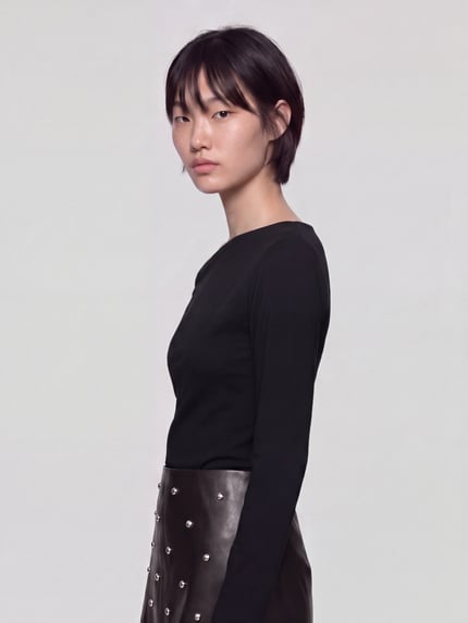 ONLY Langarmshirt mit asymmetrischem Ausschnitt Black 3