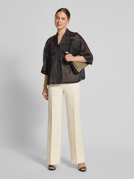 Max Mara Studio Spodnie lniane z prostą nogawką w kant model ‘CORDOVA’ Écru 1