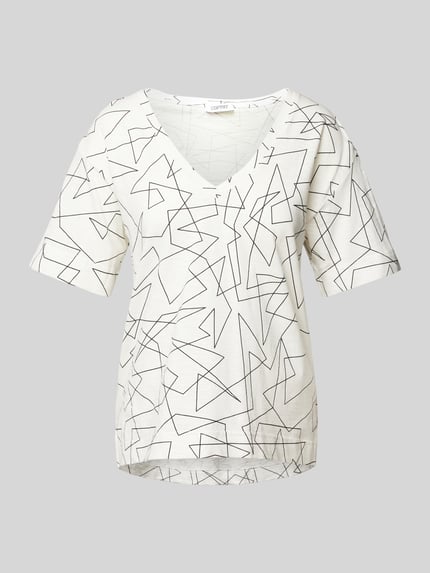 Esprit T-shirt met grafisch motief en V-hals Offwhite - 2