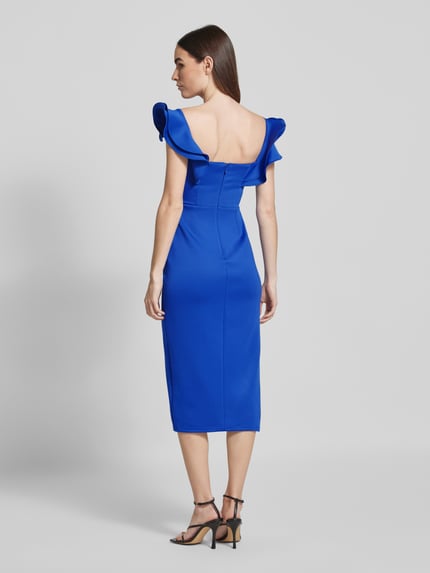 Lipsy Knielange cocktailjurk met loopsplit Bleu - 5