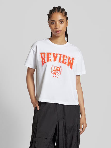 REVIEW T-Shirt mit Statement-Print Weiss 4