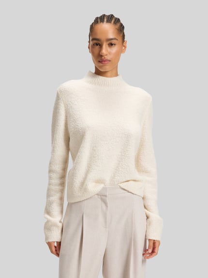 BOSS Regular Fit Strickpullover aus Woll-Kaschmir-Mix Modell 'FUBRINA' Weiss 4