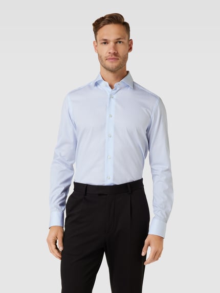 Xacus Regular fit businessoverhemd van twill Bleu - 4