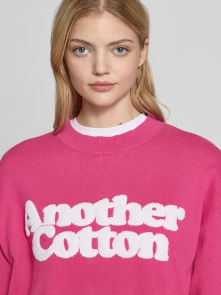 ANOTHER COTTON LAB Sweter z dzianiny o kroju oversized z detalem z logo Mocnoróżowy 3