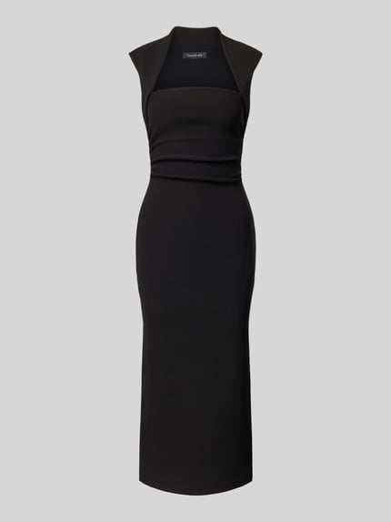 Produktfoto, Midikleid mit Karree-Ausschnitt Modell 'Rose Bodycon' von Forever New in Schwarz, figurbetonter Schnitt, glatte Textur, Material-Mix mit Stretch-Anteil.