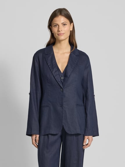 Christian Berg Woman Leinenblazer mit Paspeltaschen Dunkelblau 4