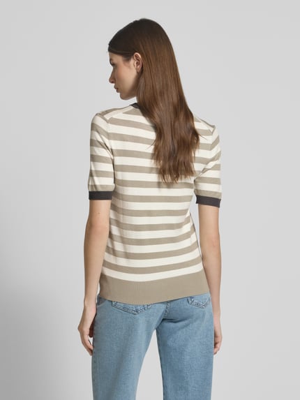 Jake*s Casual Strickshirt aus Viskose-Mix mit Streifenmuster Kitt 5