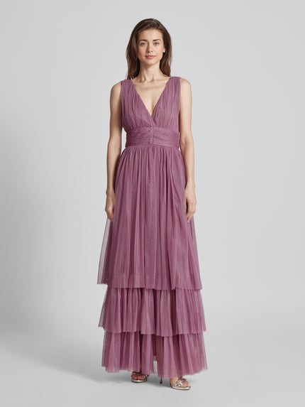 Lace & Beads Abendkleid im Stufen-Look Rose 4