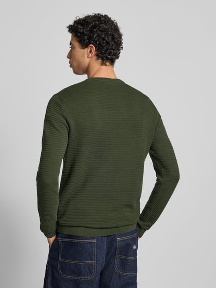 JACK & JONES Sweter z dzianiny z okrągłym dekoltem model ‘OTTO’ Ciemnozielony 5