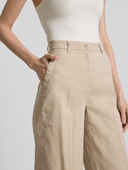 CAMBIO Wide Leg Leinenhose mit Eingrifftaschen Modell 'ADRIENNE' Camel 3
